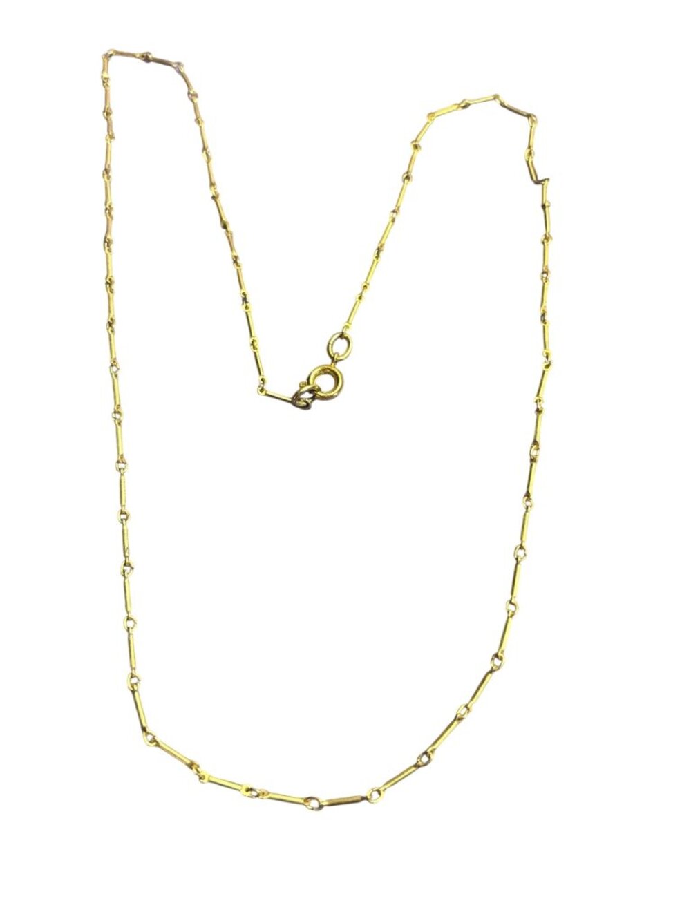 Goldtone Bar And Link Necklace 22 Inches Spring Ring Clasp